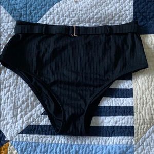 Black Ribbed High waisted swimsuit bottoms